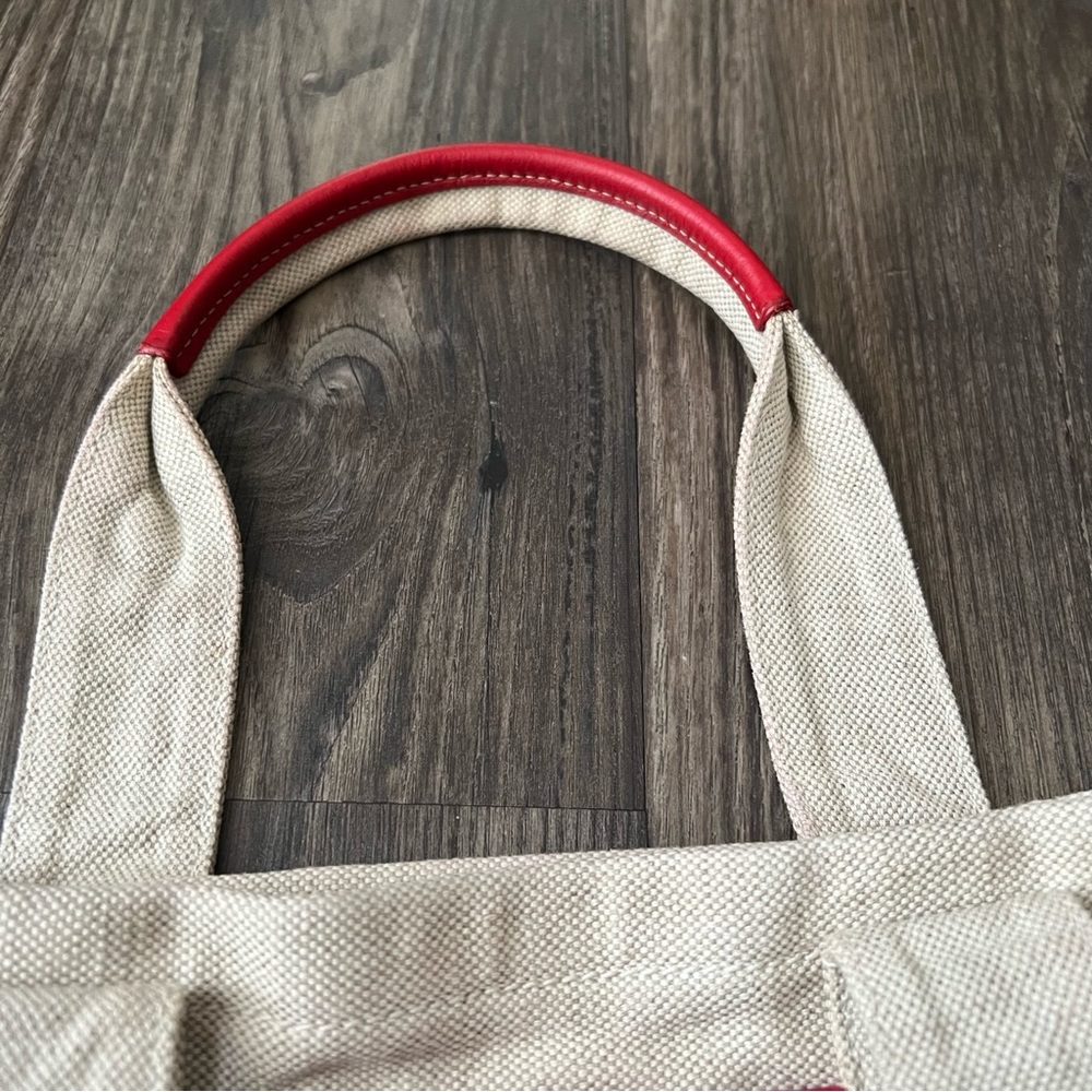 Prada Authentic Canvas Tote With Red Leather Trim - image 6